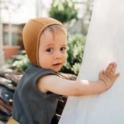 Matona Organic Cotton Waffle Bonnet - Toffee SALE