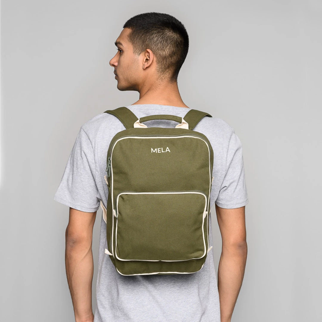 Organic Cotton Mela II Backpack - Olive Green 11 Organic Cotton Mela II Backpack - Olive Green