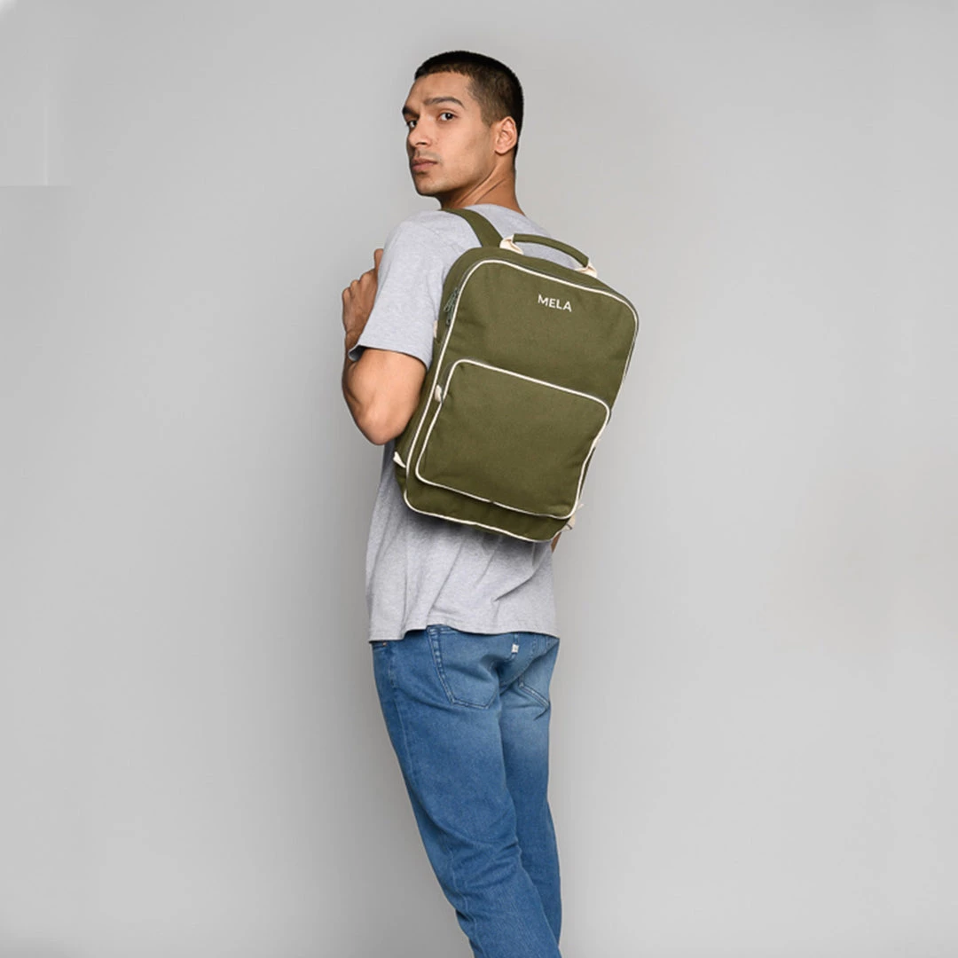 Organic Cotton Mela II Backpack - Olive Green 13 Organic Cotton Mela II Backpack - Olive Green