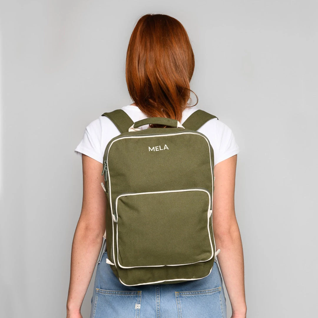 Organic Cotton Mela II Backpack - Olive Green 3 Organic Cotton Mela II Backpack - Olive Green