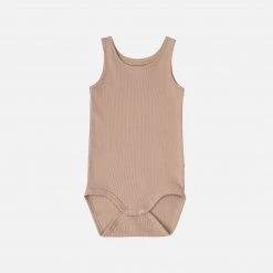 Minimalisma Organic Cotton Rib Sleeveless Rap Body - Latte