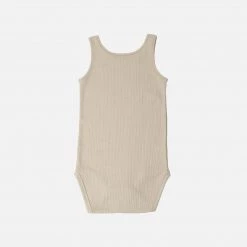 Minimalisma Organic Cotton Rib Sleeveless Rap Body - Pale Olive SALE