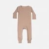 Minimalisma Organic Cotton Rib Rein Romper - Latte Cotton & Linen