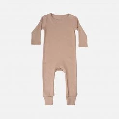 Minimalisma Organic Cotton Rib Rein Romper - Latte Cotton & Linen
