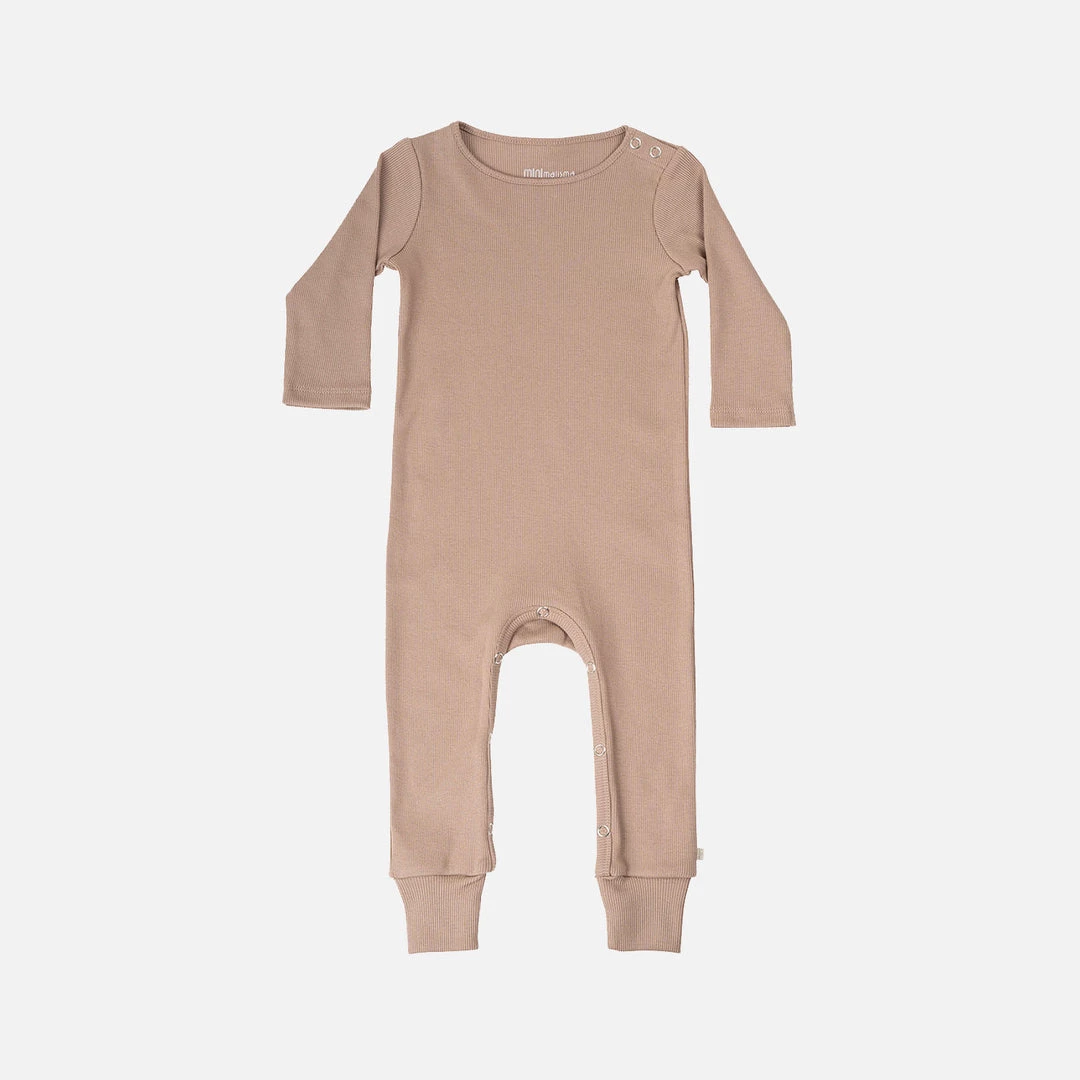 Minimalisma Organic Cotton Rib Rein Romper - Latte Cotton & Linen 3 Minimalisma Organic Cotton Rib Rein Romper - Latte Cotton & Linen