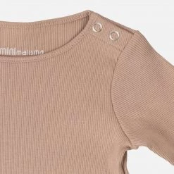 Minimalisma Organic Cotton Rib Rein Romper - Latte Cotton & Linen