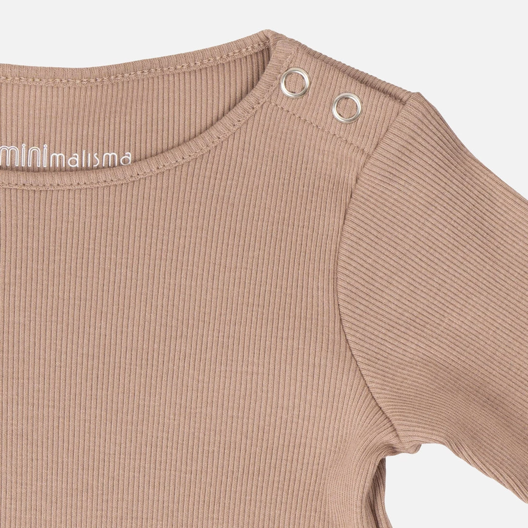 Minimalisma Organic Cotton Rib Rein Romper - Latte Cotton & Linen 4 Minimalisma Organic Cotton Rib Rein Romper - Latte Cotton & Linen