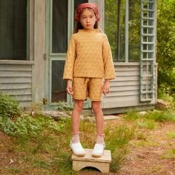 Misha & Puff Cotton & Linen Pima Cotton Block Stitch Boxer Shorts - Root