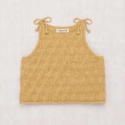 Misha & Puff Cotton & Linen Pima Cotton Block Stitch Tie Tank - Root