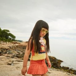 Misha & Puff Cotton & Linen Hand Knit Pima Cotton Skating Pond Skirt - Melon