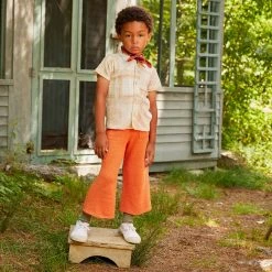 Misha & Puff Pima Cotton Button Down Top - Winter Cream Patchwork Bandana Cotton & Linen