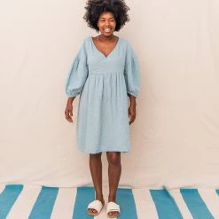 Monkind Women's Organic Cotton Bubble Dress - Sky