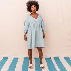 Monkind Women's Organic Cotton Bubble Dress - Sky