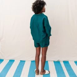 Monkind Women's Organic Cotton/Linen Shirt - Ocean SALE