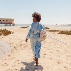 Monkind Women's Organic Cotton Puff Blouse - Sky SALE