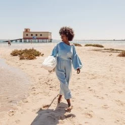 Monkind Women's Organic Cotton Puff Blouse - Sky SALE