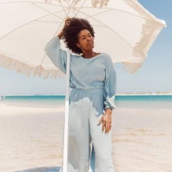 Monkind Women's Organic Cotton Puff Blouse - Sky SALE