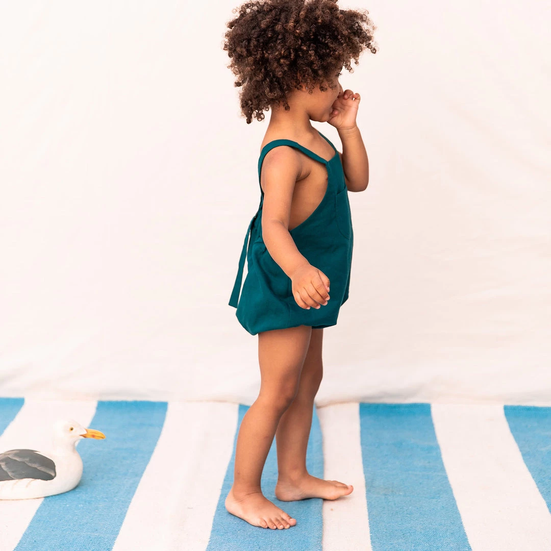 Monkind Organic Cotton/Linen Romper - Ocean 7 Monkind Organic Cotton/Linen Romper - Ocean