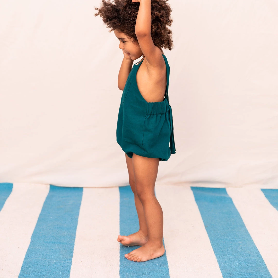 Monkind Organic Cotton/Linen Romper - Ocean 8 Monkind Organic Cotton/Linen Romper - Ocean