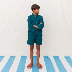 Monkind Organic Cotton/Linen Shorts - Ocean