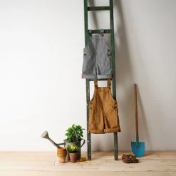 Monty & Co Cotton & Linen Cotton Porter Short Dungaree - Indigo Stripe