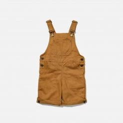 Monty & Co Cotton Porter Short Dungaree - Tan Cotton & Linen
