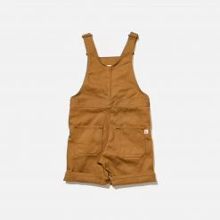 Monty & Co Cotton Porter Short Dungaree - Tan Cotton & Linen