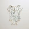 Oeuf SALE Organic Pima Cotton Ruffle Collar Onesie - Gardenia Clover