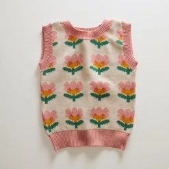 Oeuf Cotton Flower Vest - Peach SALE