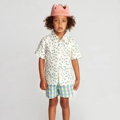 Oeuf Linen Button Down Clover Shirt - Gardenia