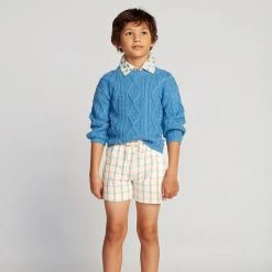 Oeuf SALE Organic Pima Cotton Play Shorts - Gardenia Check