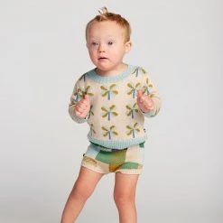 Oeuf SALE Cotton Clover Sweater - Celadon