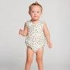 Oeuf Linen Button Down Clover Romper - Gardenia Clover SALE 1 Oeuf Linen Button Down Clover Romper - Gardenia Clover SALE