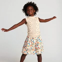 Oeuf Cotton Pointelle Heart Vest - Eggshell