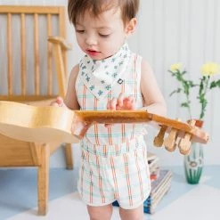 Oeuf SALE Organic Pima Cotton Play Shorts - Gardenia Check