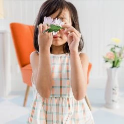 Oeuf Organic Pima Cotton Tank Dress - Gardenia Check SALE