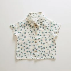 Oeuf Linen Button Down Clover Shirt - Gardenia