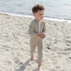 Petit Crabe Exclusive Lou UV LS Swim Bodysuit - Cappuccino Swimwear