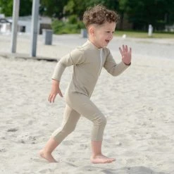 Petit Crabe Exclusive Lou UV LS Swim Bodysuit - Cappuccino Swimwear