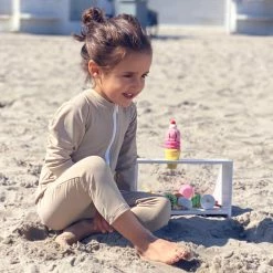 Petit Crabe Exclusive Lou UV LS Swim Bodysuit - Cappuccino Swimwear