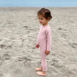 Petit Crabe Swimwear Exclusive Lou UV LS Swim Bodysuit - Rose Nude