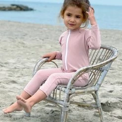 Petit Crabe Swimwear Exclusive Lou UV LS Swim Bodysuit - Rose Nude