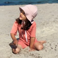Petit Crabe Cotton & Linen Frey UV Swim Sun Hat - Rose Nude