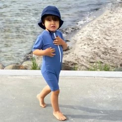 Petit Crabe Cotton & Linen Exclusive Noe UV SS Bodysuit - Nordic