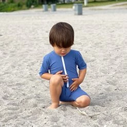 Petit Crabe Cotton & Linen Exclusive Noe UV SS Bodysuit - Nordic