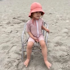 Petit Crabe Cotton & Linen Exclusive Noe UV SS Bodysuit - Rose Nude