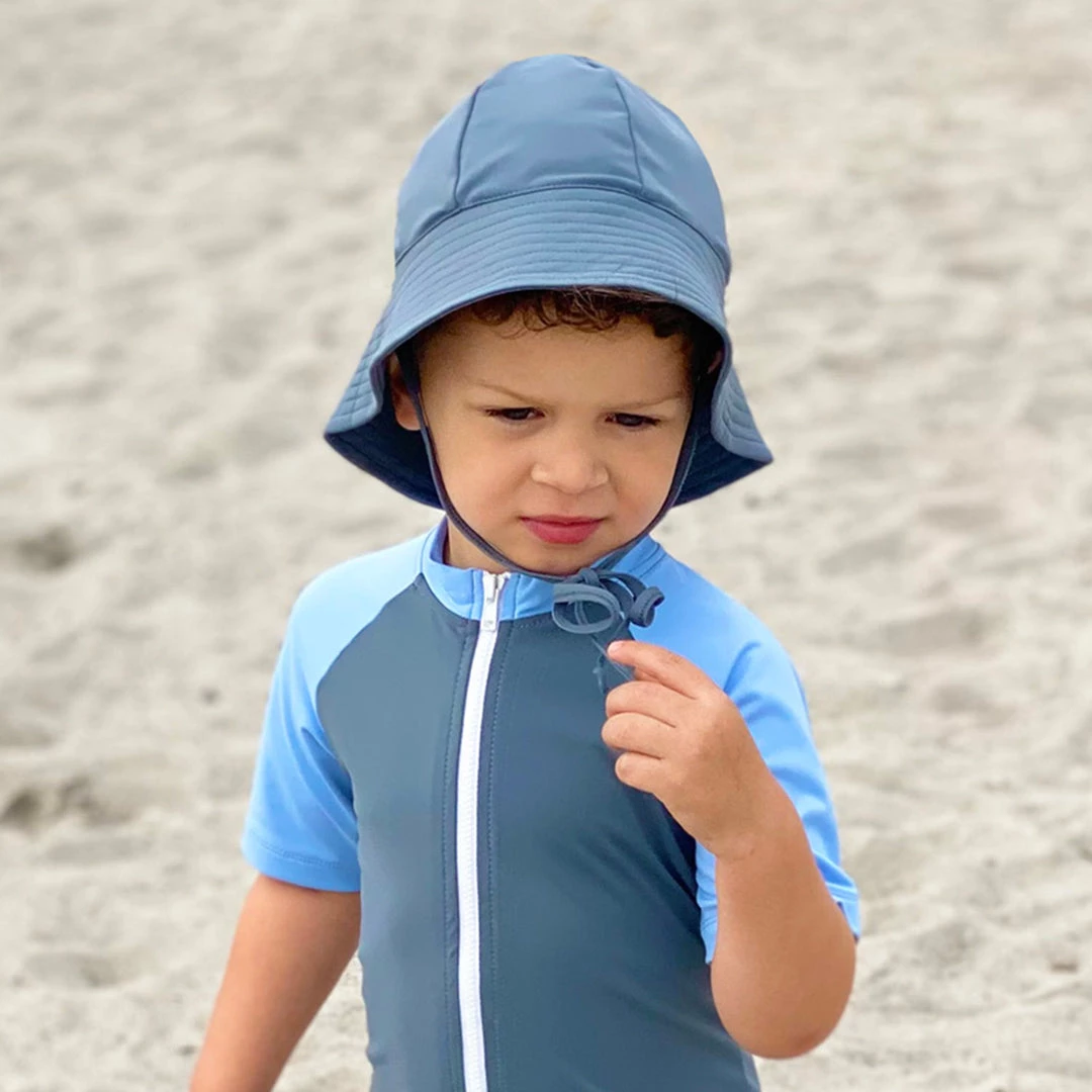 Petit Crabe Cotton & Linen Frey UV Swim Sun Hat - Coal 4 Petit Crabe Cotton & Linen Frey UV Swim Sun Hat - Coal