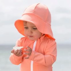 Petit Crabe Frey UV Swim Sun Hat - Coral Cotton & Linen