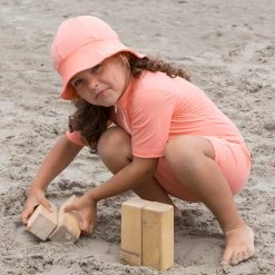 Petit Crabe Frey UV Swim Sun Hat - Coral Cotton & Linen