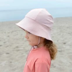 Petit Crabe Cotton & Linen Frey UV Swim Sun Hat - Rose Nude